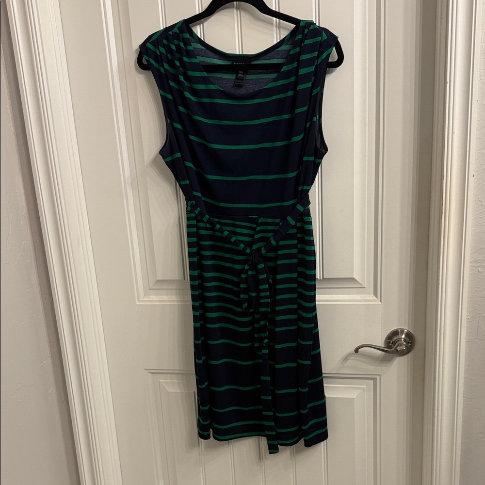 Striped Navy and Green Dress